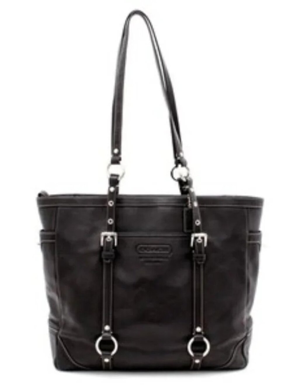 Euc Coach Gallery Black Leather Shoulder Bag Purse